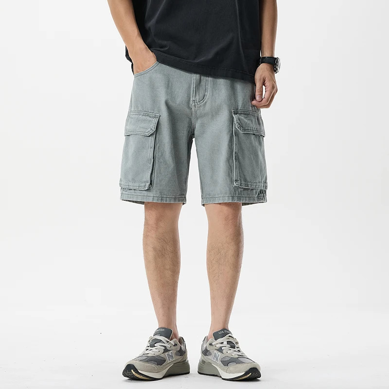 Denim Cargo Shorts Men Summer Streetwear Fashion Loose Casual Multi-pocket Vintage Jeans Shorts Cityboy Short Pants 250530