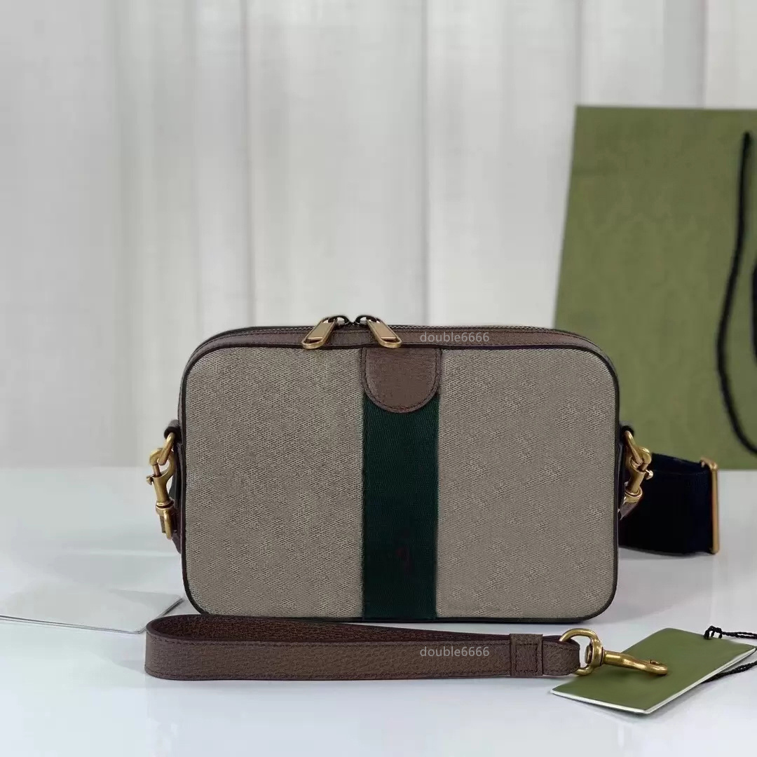 Beige Shoulder Bags Crossbody Messenger Bag Women Designer Canvas leather Stripe Strap Vintage Casual Clutch Flap Purse