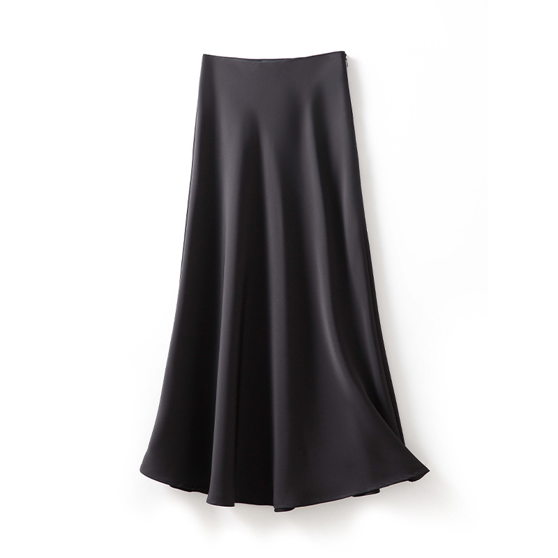 LYW230 New imitation acetate satin skirt for women Temperament commuting Korean style high waist hip wrap