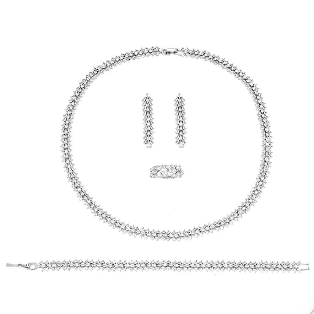 Elegant gold-plated Dubai jewelry set suitable for womens party gifts simple and elegant UAE wedding bride 4-piece jewelry se 250214