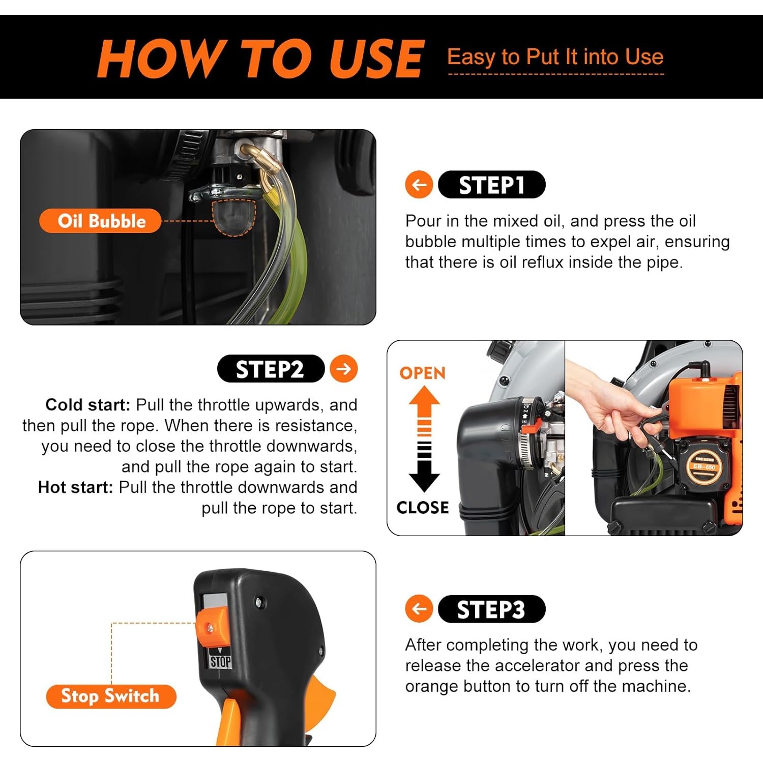 65CC 2-Stroke Gas Backpack Leaf Blower, 665CFM High-Power Yard Blower, 2.7KW Portable Air Blaster for Lawn, Lightweight Landscaping Tool for Efficient
