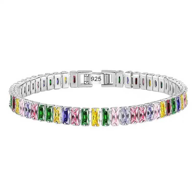2-6.5mm Real Moissanite Tennis Bracelet for Women Christmas Gift Platinum Plated 100% 925 Sterling Silver Wedding Jewelry W250606