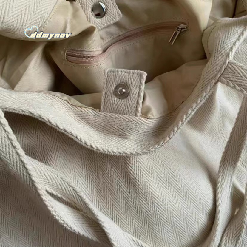 Large Capacity Korean Style for Women, Twill Canvas Commuter Shoulder Tote Casual Bag, Simple Lazy Shopping Bag Trend ddmynov