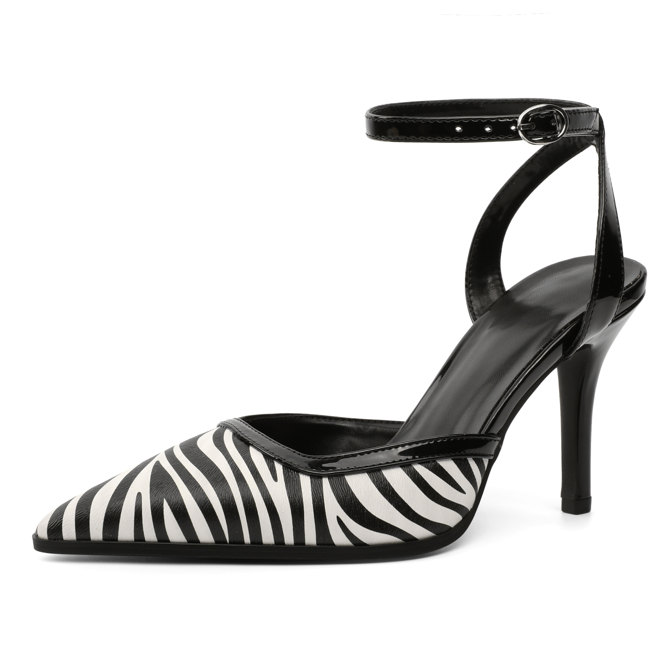 Zamikoo Women Slingback Pumps Ankle Strap Heels Black Zebra Heels 3 inches Handmade Comfortable Elegant Shoes for Party Event Date