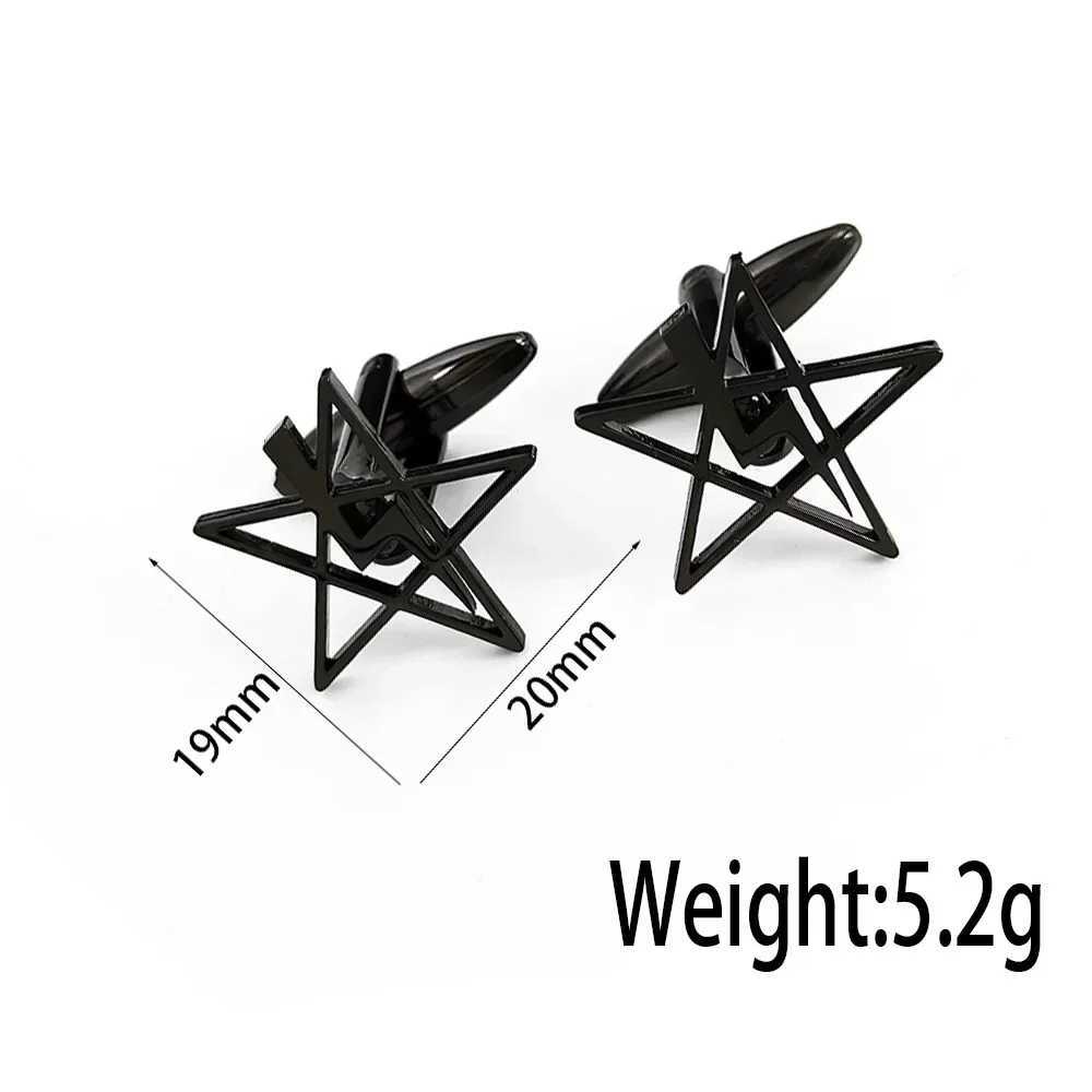 Classic Five Point Star Lightning Men Cufflinks Stainless Steel Clasp Women Clips Faith Amulet Jewelry Wedding Party Suit Gift W250606