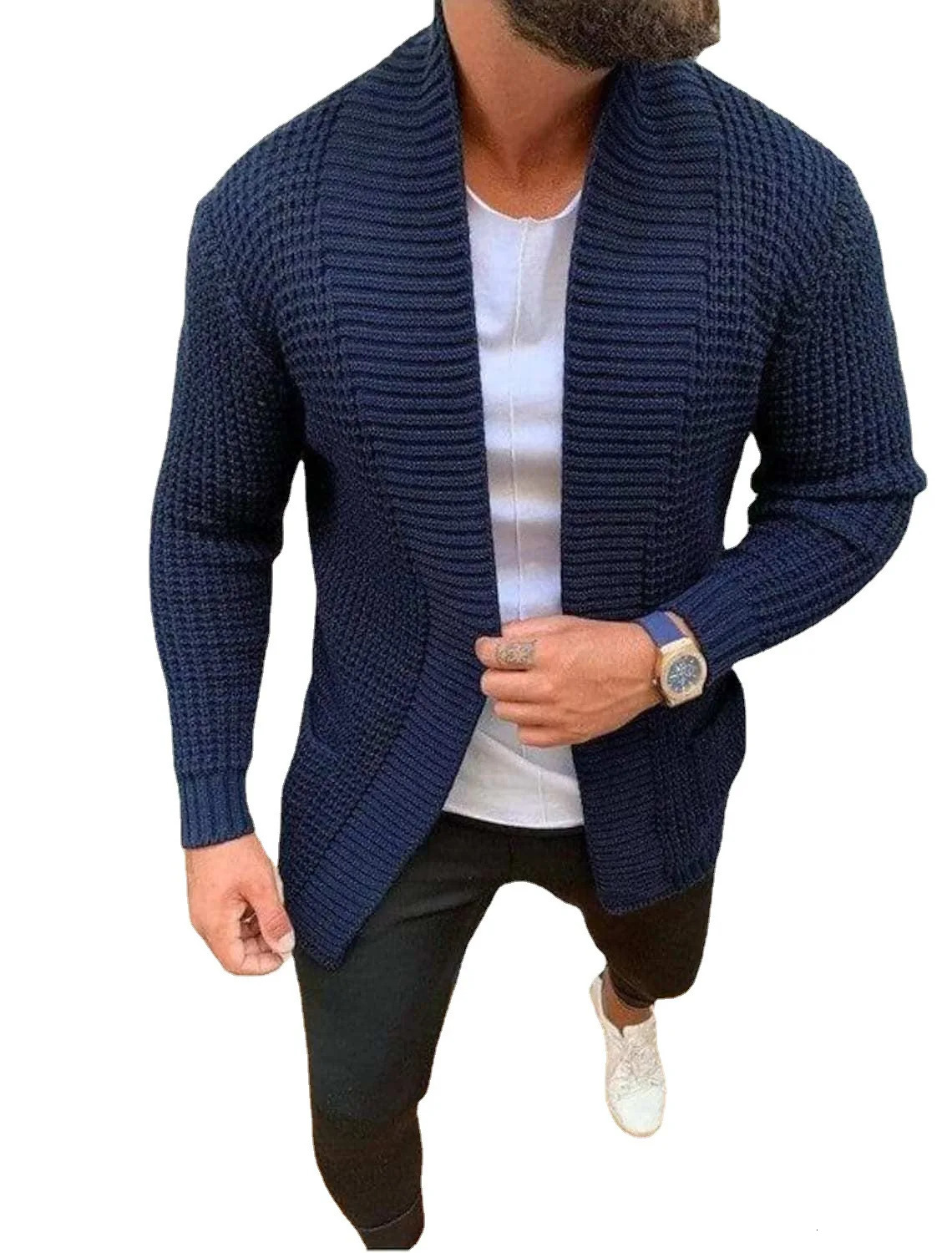 Mens Clothing Fashion Casual Long Sleeved Lapel Knitted Sweater Mens Outerwear 250605