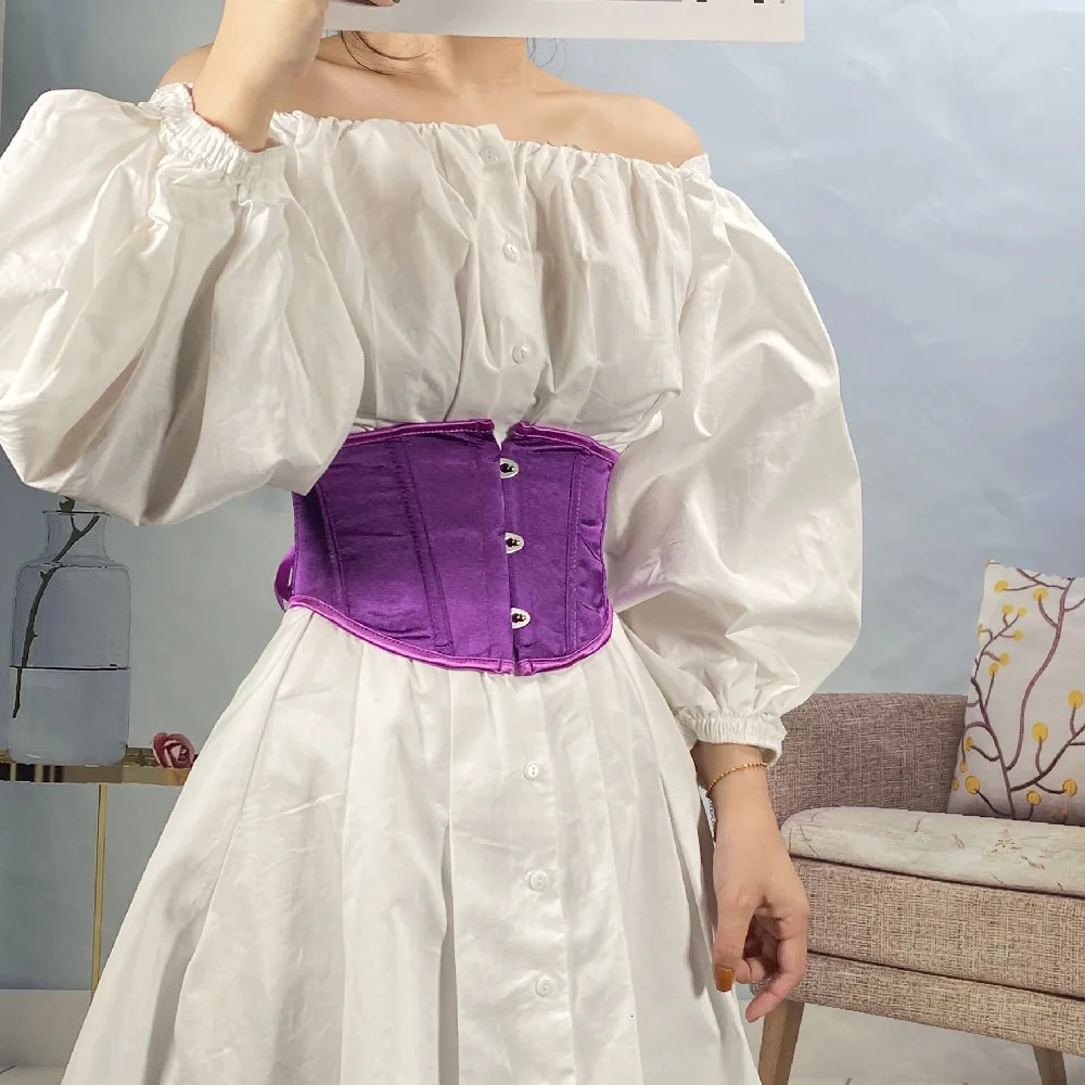 Women Short Abdomen Corset Crops Slimming Waist Trainer Lace Up Tight Tops Outwear For Dresses With Bones 16cm Height 3 Button 250605