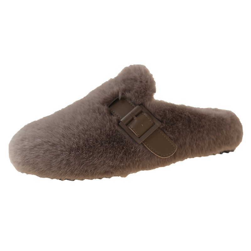 2025 free shipping autumn and winter new designer shoes, women's fur slippers, fashionable outerwear, half mop cotton mop black brown