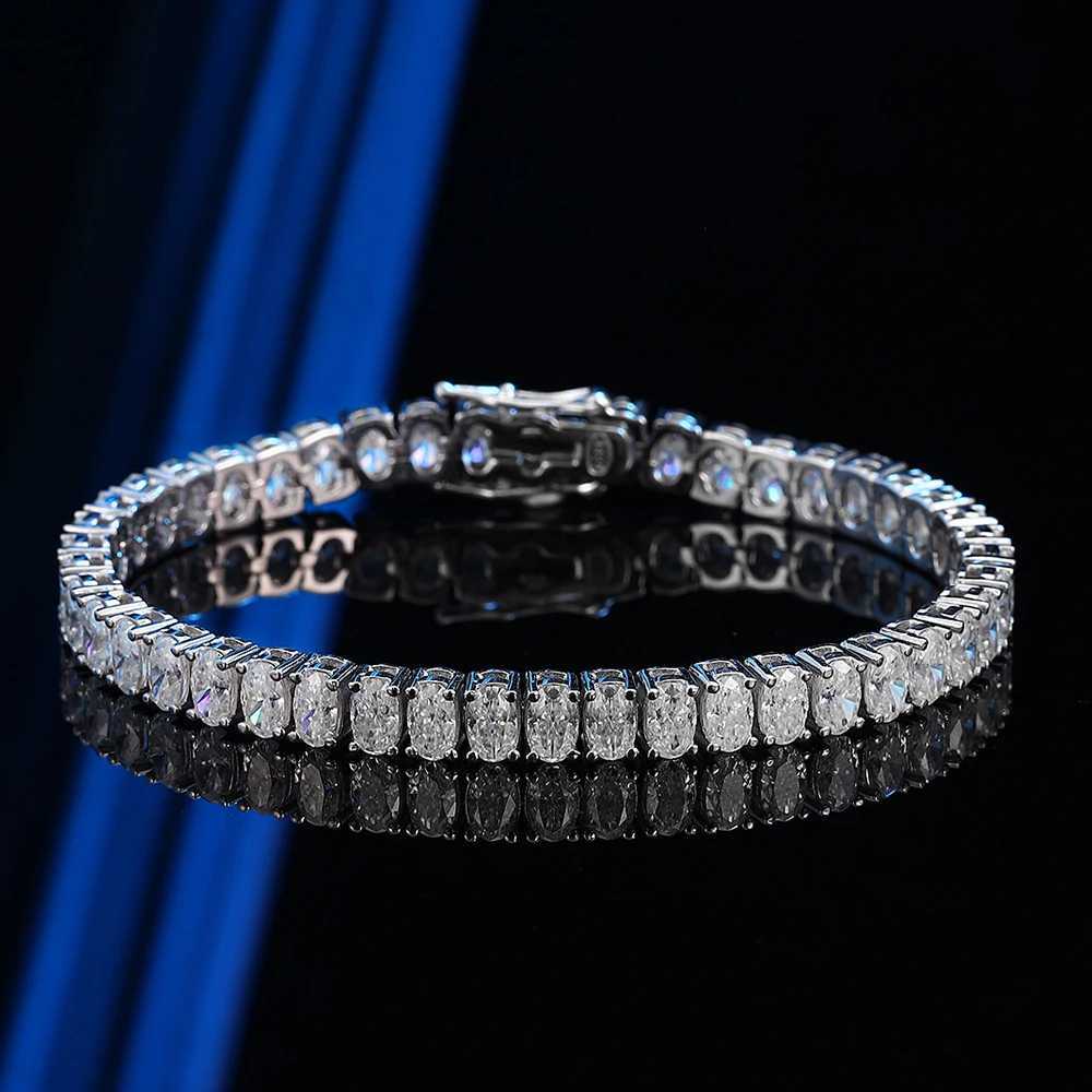 Full Moissanite Tennis Bracelets with Gra Certificate 0.3/0.5Carat Oval Cut Diamond Wrist Chain for Women Men S925 Silver Bangle W250606