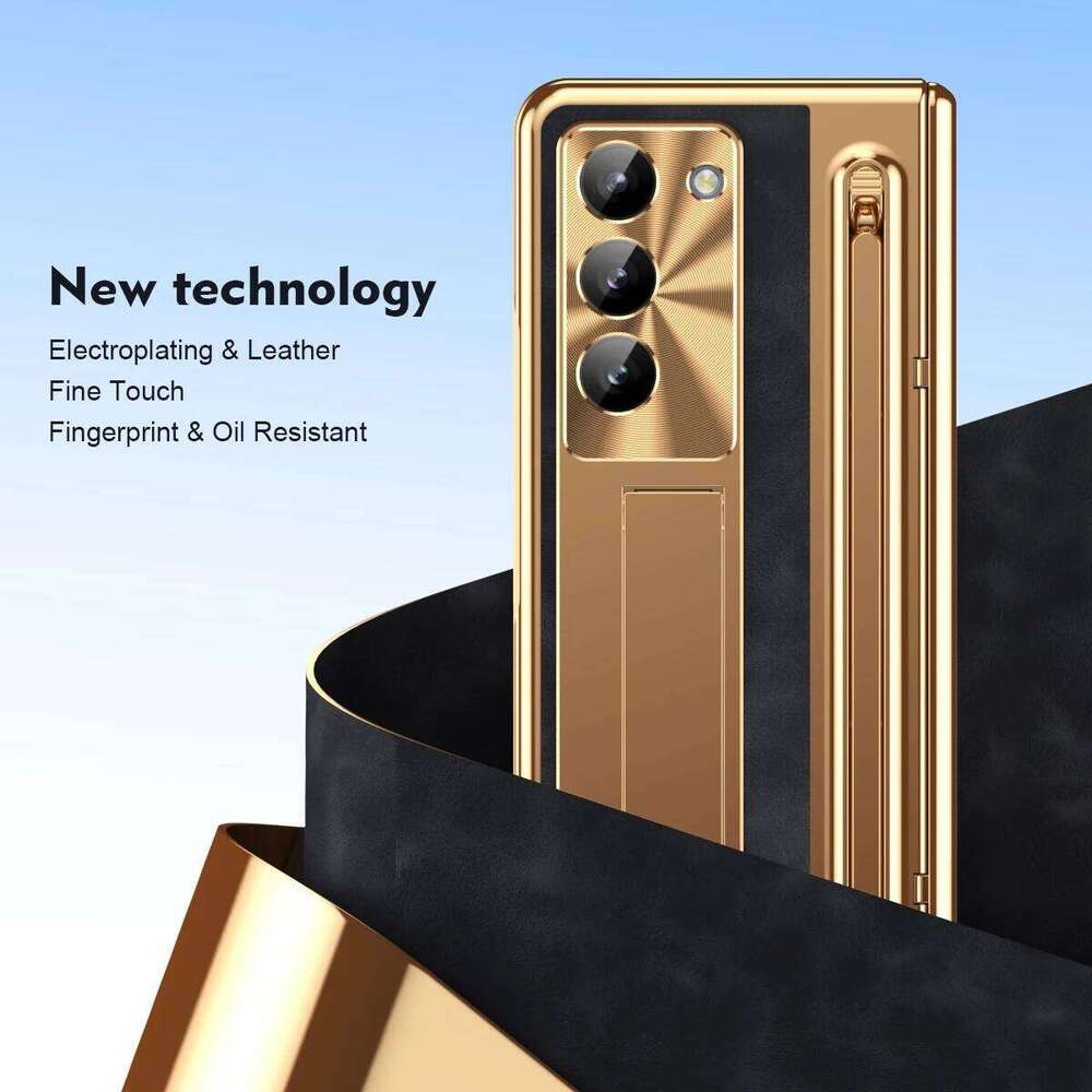 RENGZ Slot with Glass Film For Samsung Galaxy Z 6 Fold 5 4 Case Anti-fall Hinge Leather Protection With S Pen Cover