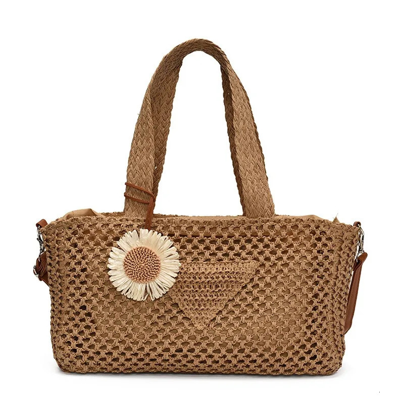 Large Capacity Hand Woven Beach Resort One Shoulder Tote Bag Leisure Grass Bag 250605