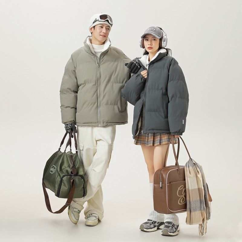 Ddmyoutdoor Thickened Warm Stand Up Collar Cotton Solid Color Unisex American Trend Versatile Korean Version Jacket Bread Jacket Jackets