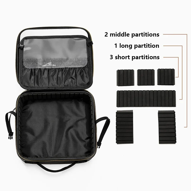 Sewing Thread Travel Makeup Bag for Women Waterproof Case With Mirror Professional Beauty Brush Cosmetic Storage Case 250614