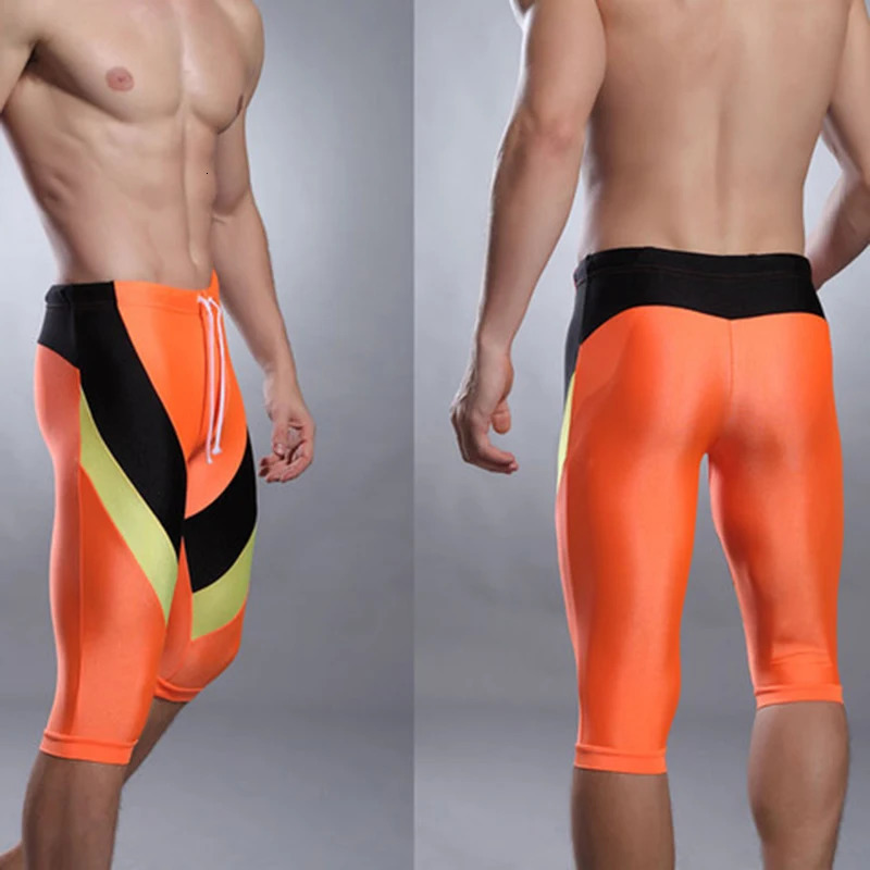 Mens Swimming Trunks Seven Men Color Matching Fitness Swimwear Cycling Together with Long Swim Shorts Surfing Running 250530