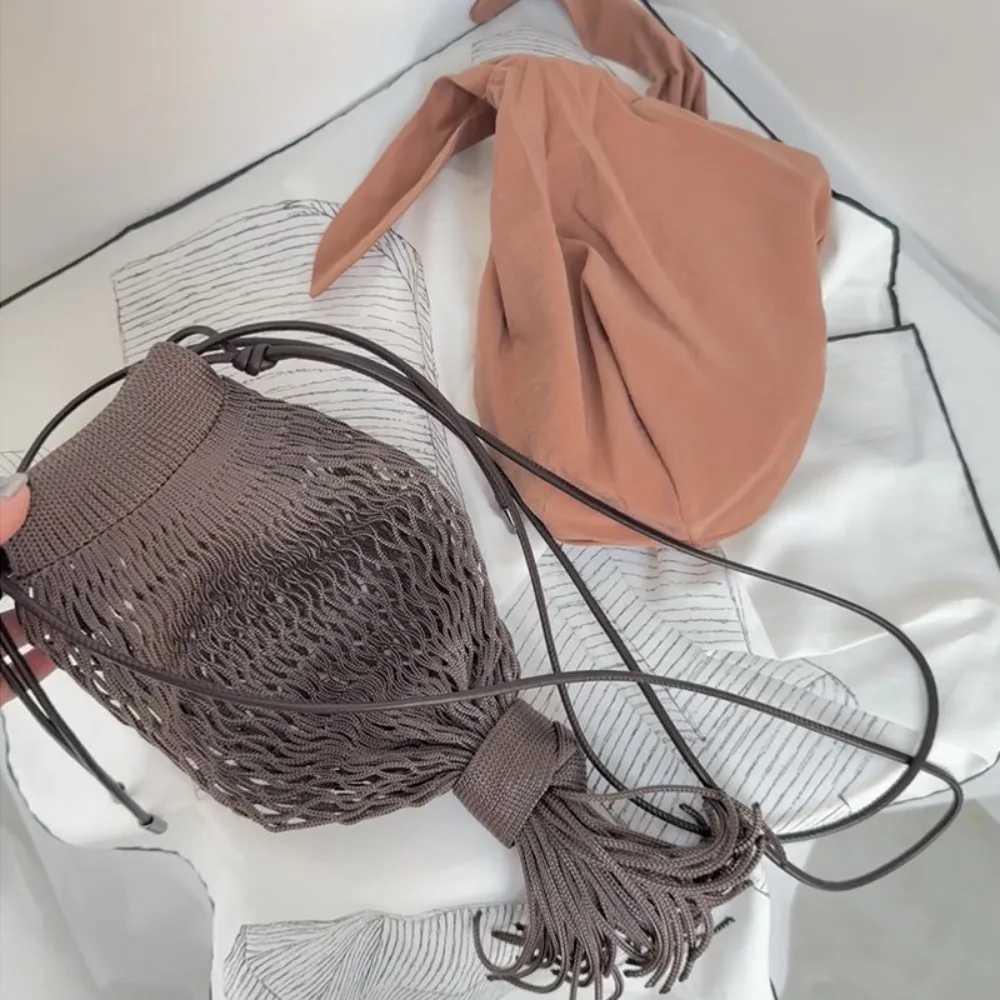 2025 Summer New Casual All-match Messenger Fishing Net Women Trendy Personalized Shoulder Bag Ruched Streetwear Crossbody Bags M250606