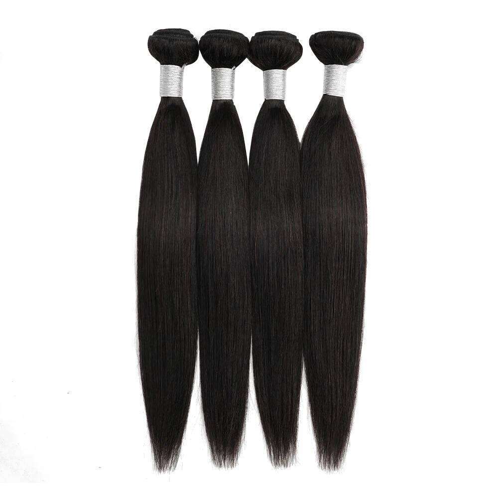 260Gram/Set For One Full Head 4 Bundles With Closure Black Color Remy Indian Human Hair Extension 4x4 Transparent Lace Closures