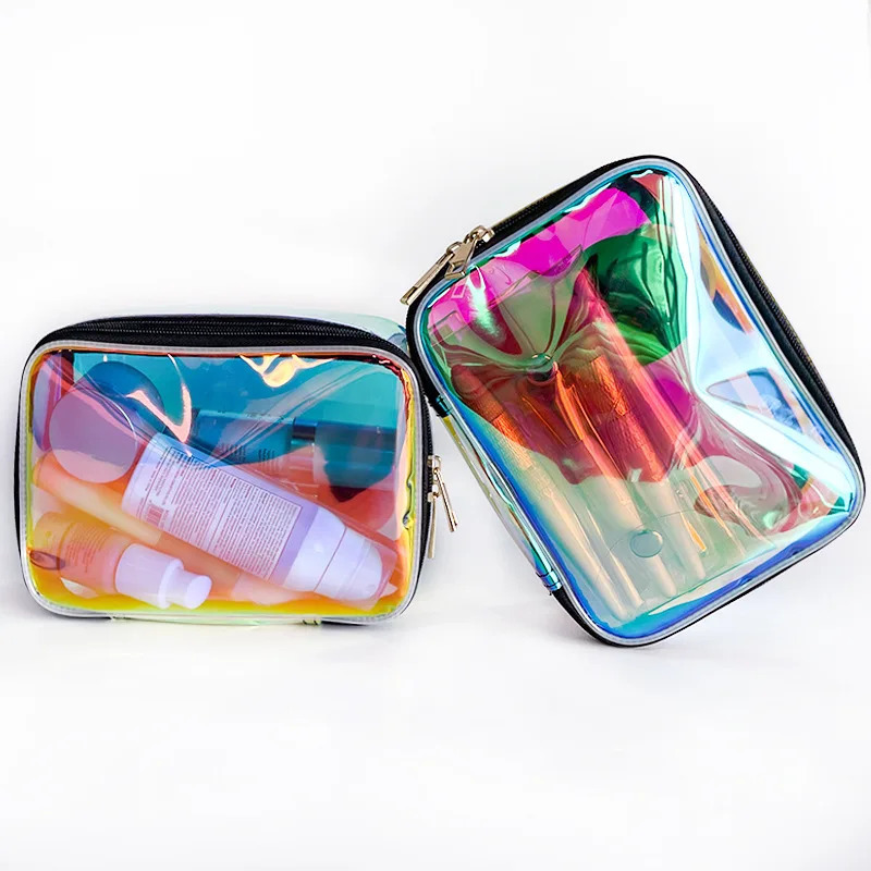 Simple And Transparent Waterproof Laser Makeup Bag Portable Travel Toiletries Storage Bag 250605