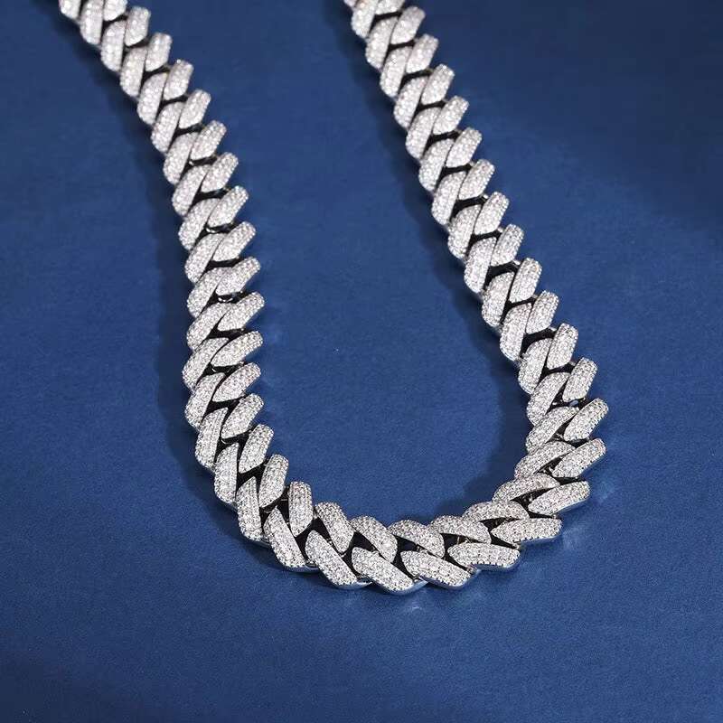 All Moissanite Cuban Hip Hop Chain Necklace For Men Iced Out Hip Hop Rapper Necklace For Women Miami Cuban Jewelry Party Gifts
