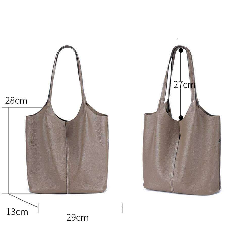 Genuine Leather Handbags New Tote Large Capacity Quality Women's Shoulder Commuter Fashion Bucket Bag Sac 2025/06/06
