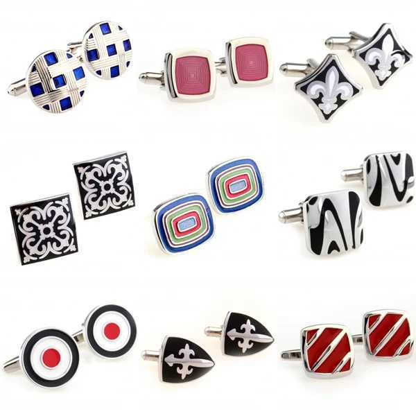 Fashion Red Black Blue Enamel Epoxy Cufflink Cuff Link 1 Pair Big Promotion Shipping W250606