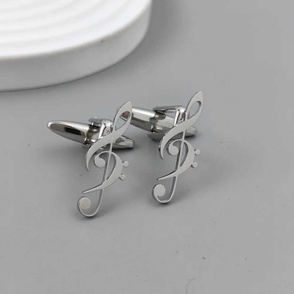 Musical symbol hollow cufflinks gold-plated French shirt cuffs in silver suit accessories black cufflinks mens gifts W250606