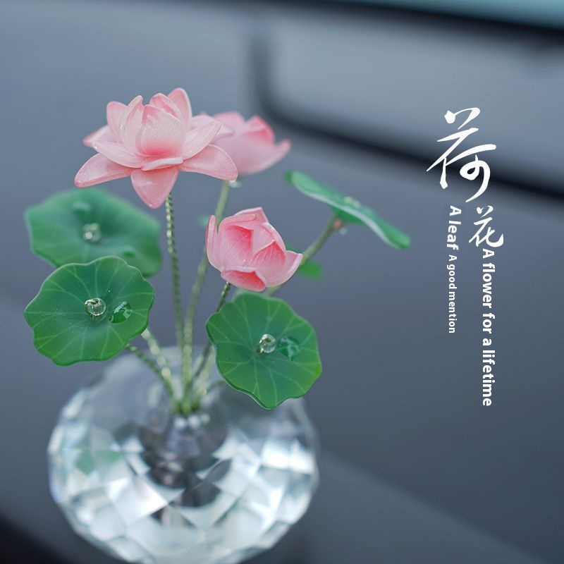 Romantic Car Ornament Crystal Car Dashboard Decoration Lotus Crystal Swan Decoration Women Vehicle Interior Gift