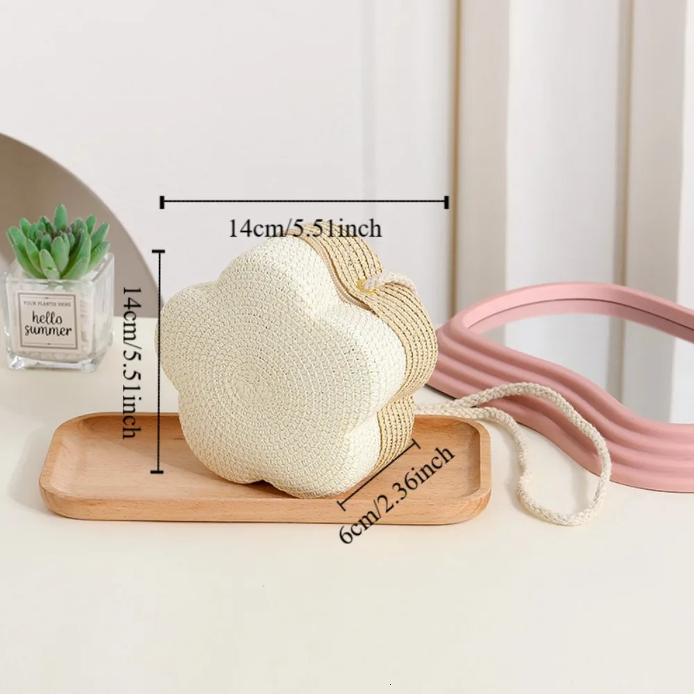 Vacation Kawaii Straw Small Shoulder Bag Flower Shape Beach Bohemian Casual Woven Crossbody Summer 250605