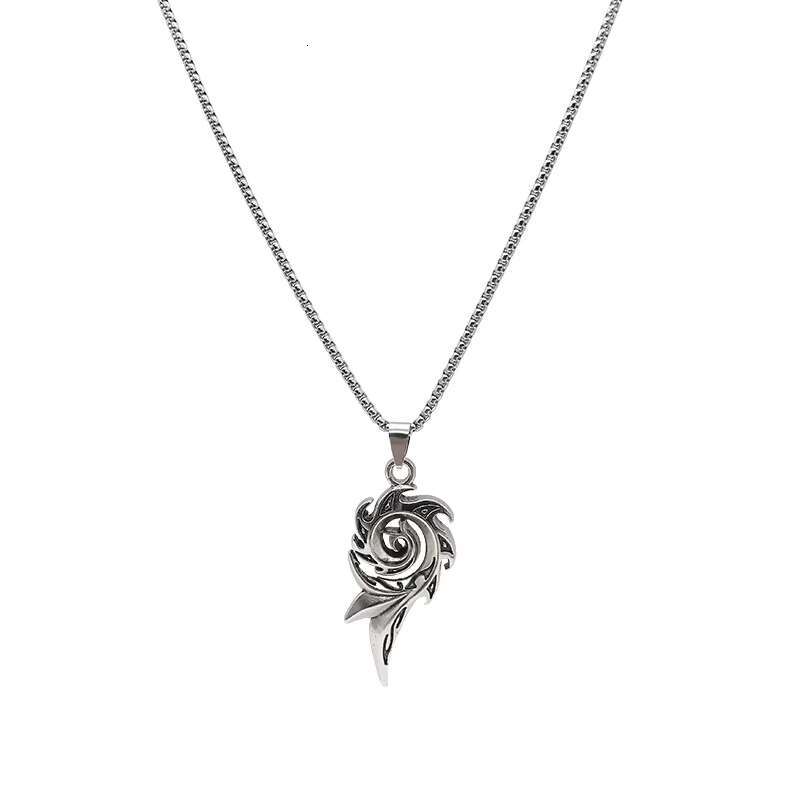 European American Mens Trendy Titanium Steel Necklace Retro Hip-Hop Pearl Pendant Stainless Steel Jewelry Alloy Vintage Style