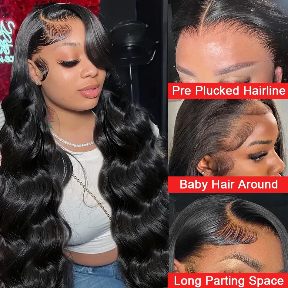 Body Wave 13x6 HD Lace Front Human Hair Wig 36 Inch Brazilian 13x4 Hd Lace Frontal Wigs For Women High 250 Density Synthetic