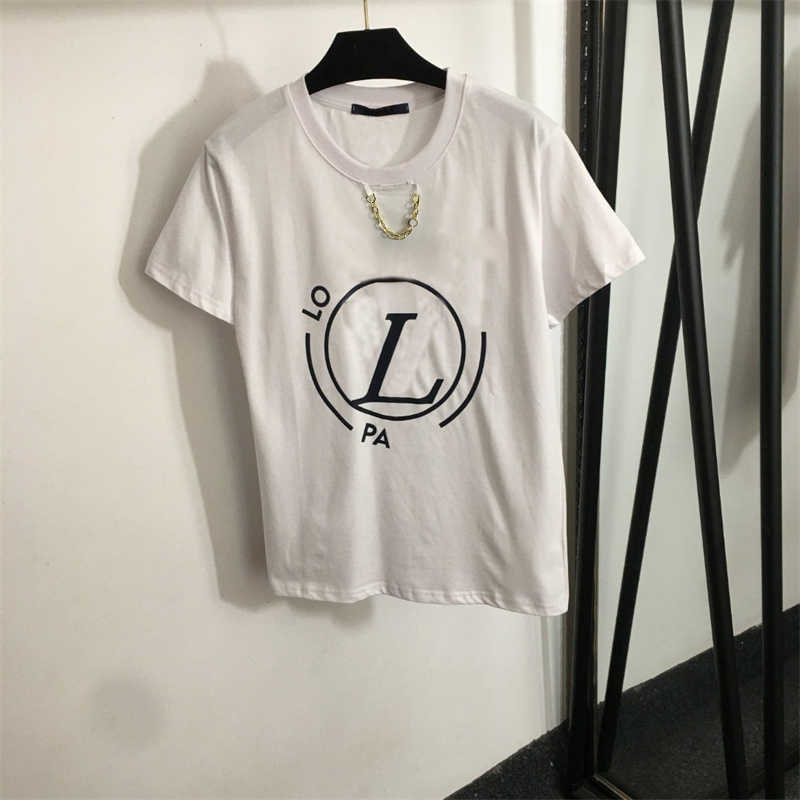 Short Sleeve designer t shirt women luxury Chain Letter Printed Slim Fit Breathable tshirt tee Round Neck Casual Essential Tops