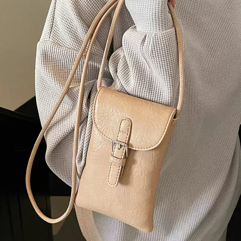 Women Small Buckle Crossbody Bag Korean Solid Texture Daily Commute All-Match Phone One Shoulder Bags High Grade Commute Packs 250605