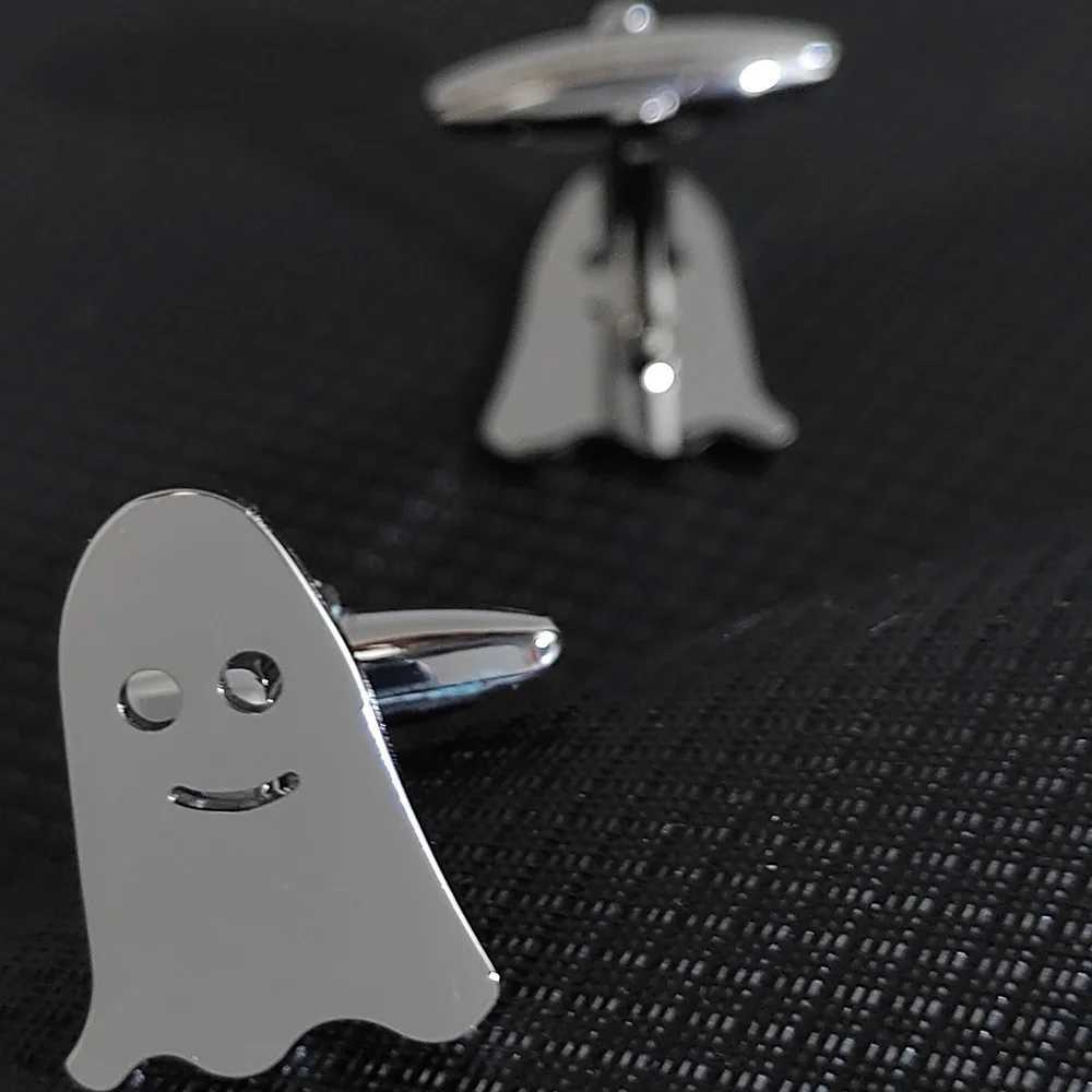 2025New -18K gold-plated stainless steel cufflinks horror ghost design fashion lapel pin gift for friends W250606
