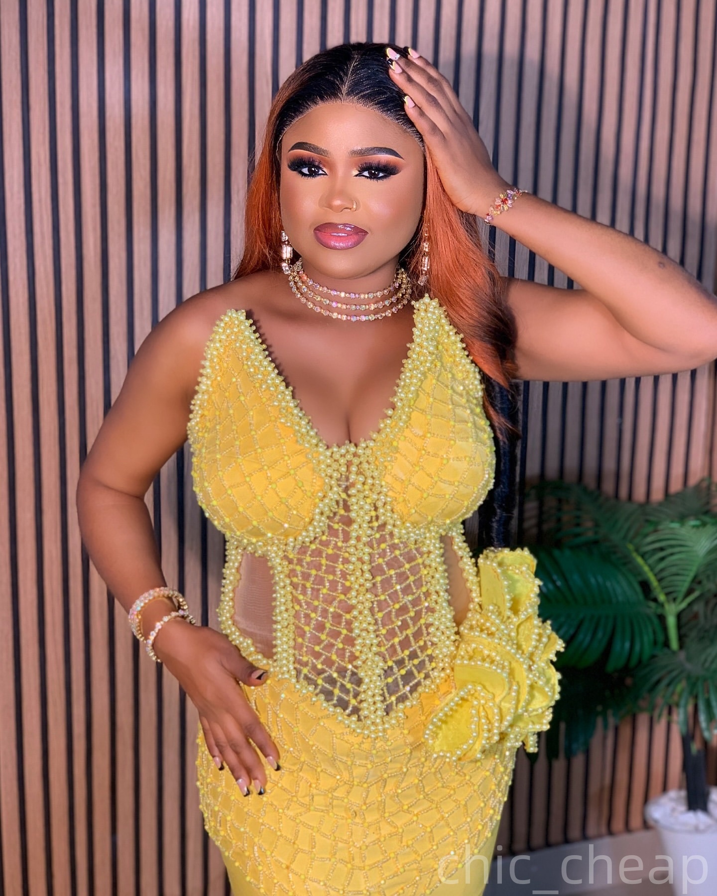 Yellow Mermaid Prom Dresses 2025 Pearls Satin Beaded Wrap Evening Formal Party Second Birthday Engagement Gowns Plus Size Dress For Special Occasions