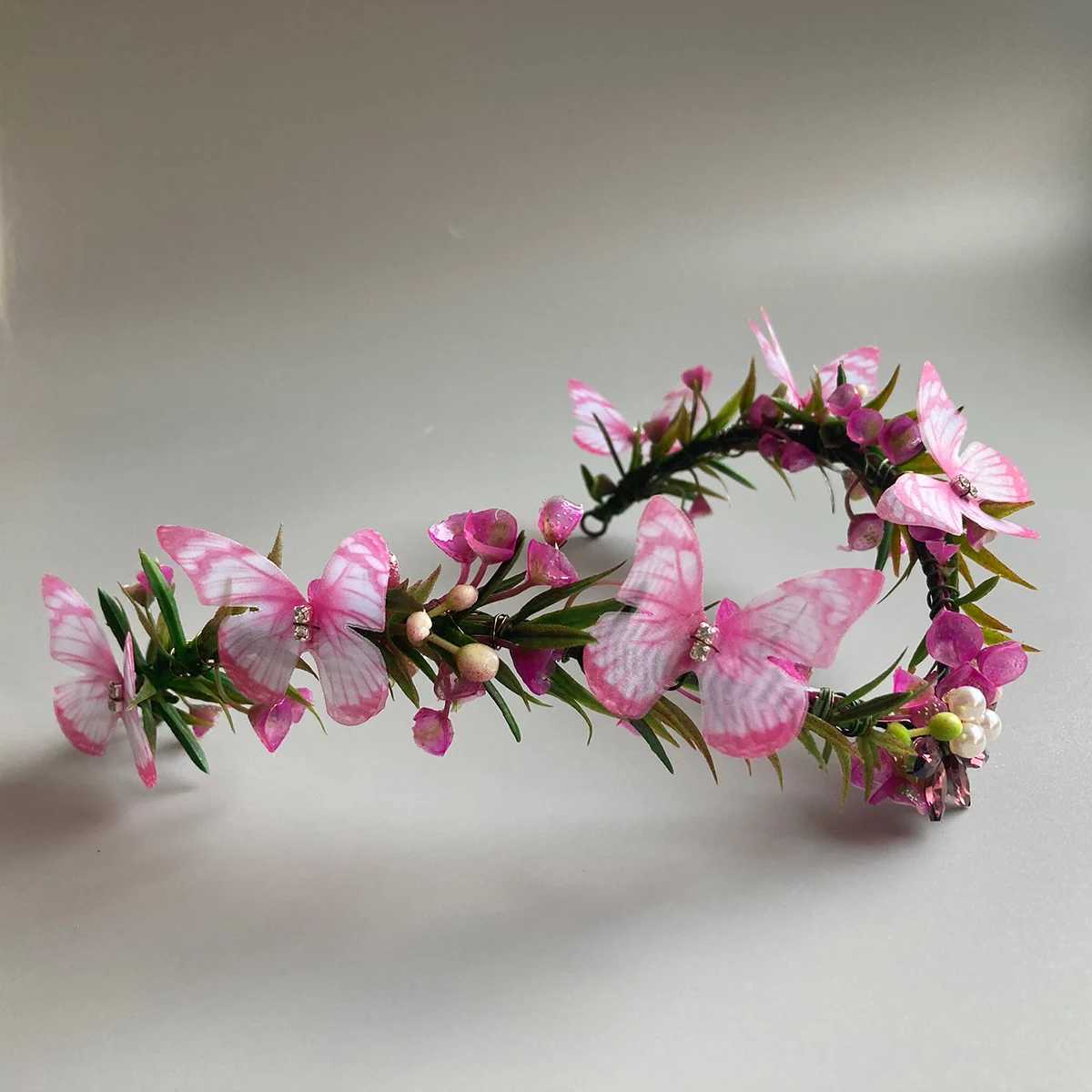 Purple Flower Headpiece - Fairy Floral Crown Woodland Elf Headband Forest Wreath Elven Tiara for Renaissance Cosplay Wedding Z250605