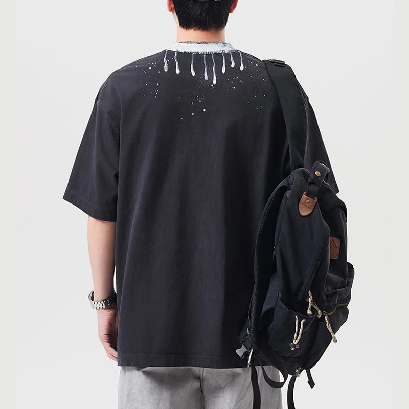 Summer Streetwear Tshirt Men Fashion Loose Casual Short Sleeve Pure Cotton T-shirt Cityboy Oversize T Shirt 250530