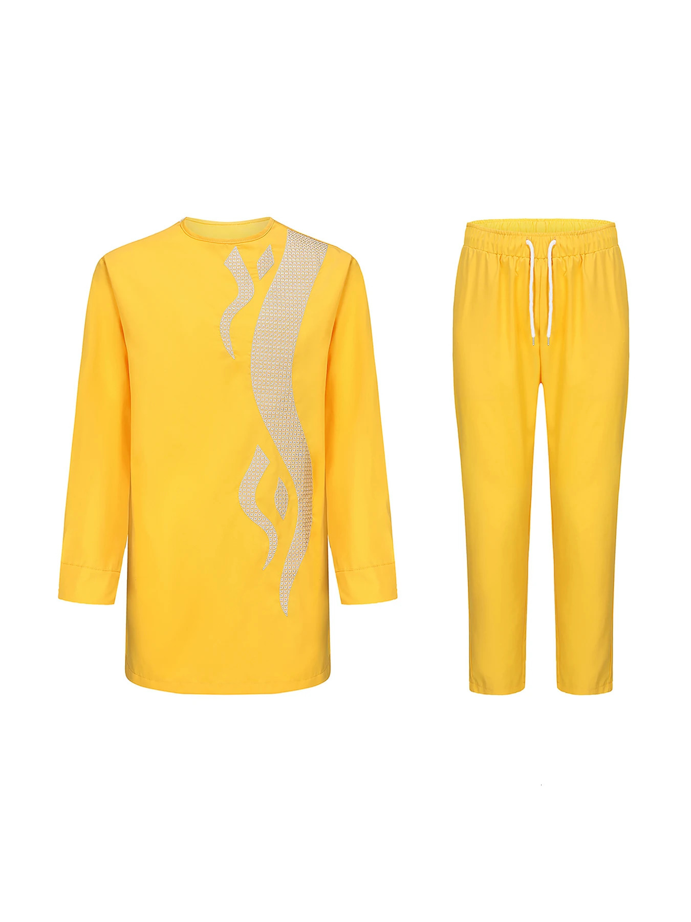 Kaftan Mens Suit African Ethnic Style Long Sleeve Embroidered Suit Mens Traditional Clothing 2-piece Suit 250603