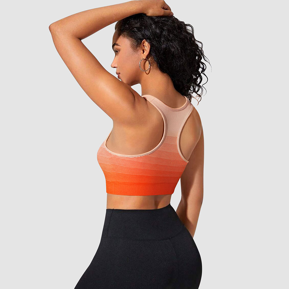Sports Outdoor Gradient Stripe Detachable Chest Mat Women's Fitness Bra