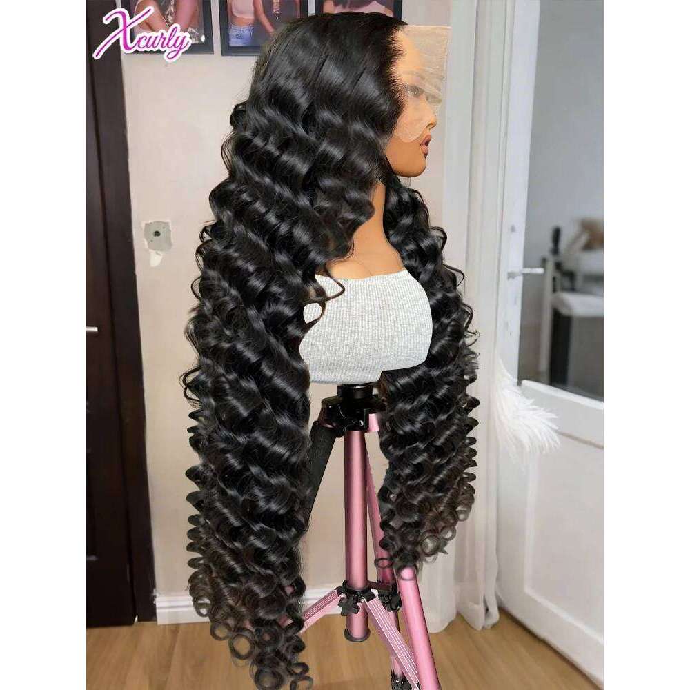 Xcurly 30 40 Inch Loose 13x6 Front Human Hair Wig Brazilian Water Curly Deep Wave 13x4 HD Lace Frontal Wigs For Women
