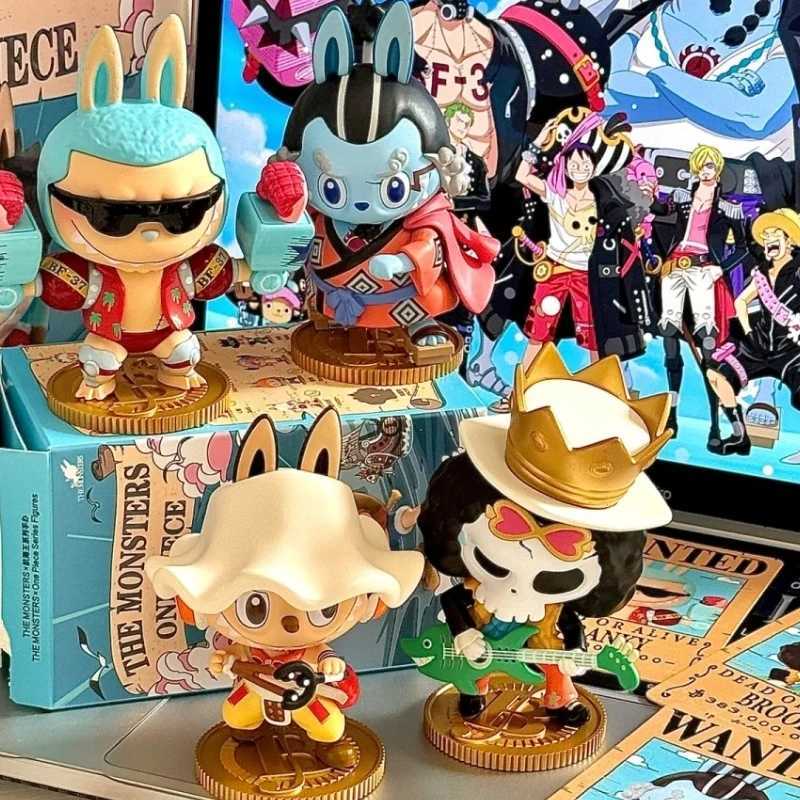 Original The Monsters X One Piece Series Blind Box Labubu Luffygears5 Zoro Chopper Sabo Brook Sanji Anime Figure Model Desktop X250606