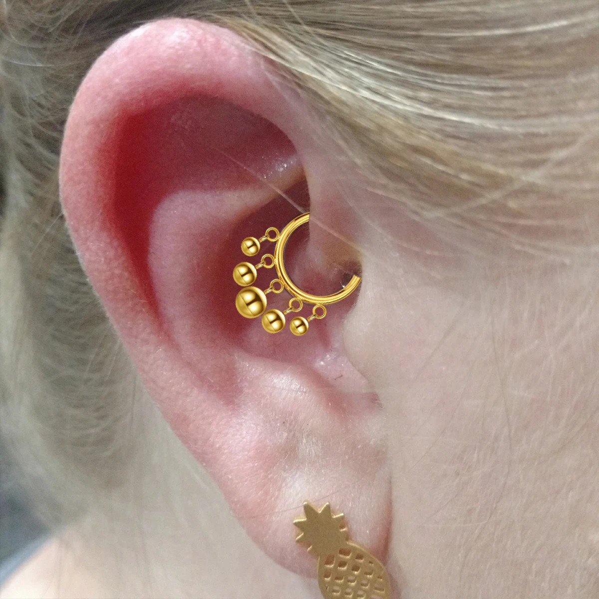 16G Septum Clicker Nose Rings Stainless Steel Hinged Beads Dangle Daith Helix Cartilage Earrings Piercing Jewelry 250605