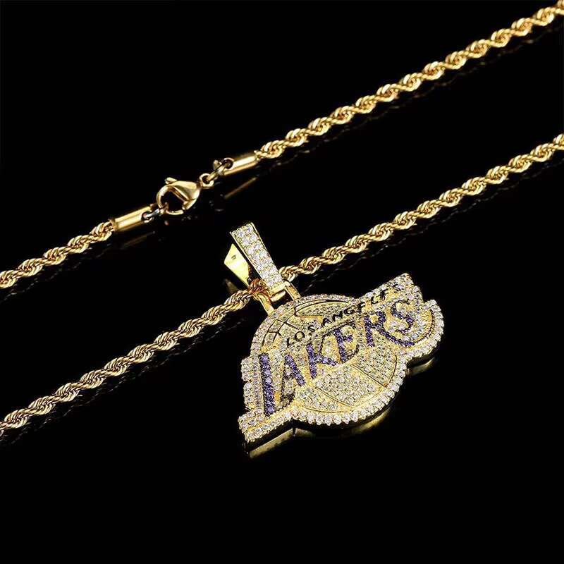Wholesale 18k Gold Plated Basketball Team Necklace Pendant Custom Iced Out 925 Silver Quality Pendants Hip Hop Jewelry