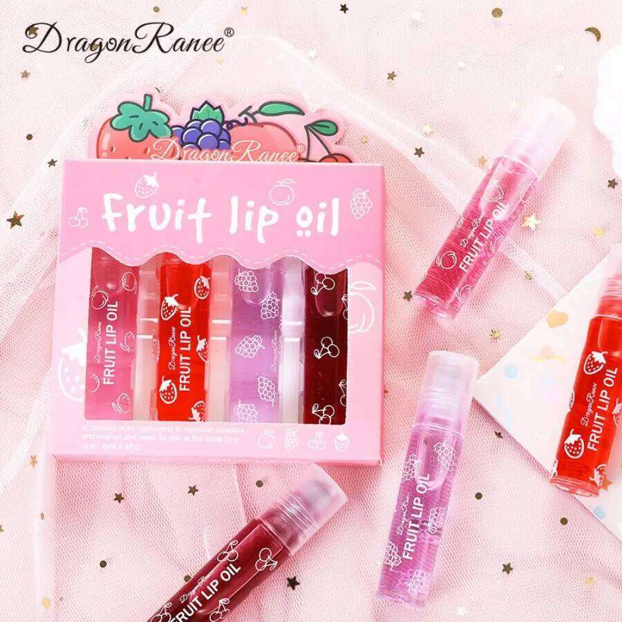 Rolling Bead Lip Oil Set of Four Moisturizing Lotion, Hydrating Roller Ball Mouth Oil, Anti-Drying, Colorless and Transparent free shipping