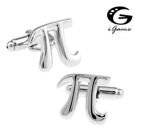 iGame Men Gift PI Cufflinks Novelty Circumference Ratio Design Silver Color Copper Cufflinks W250606