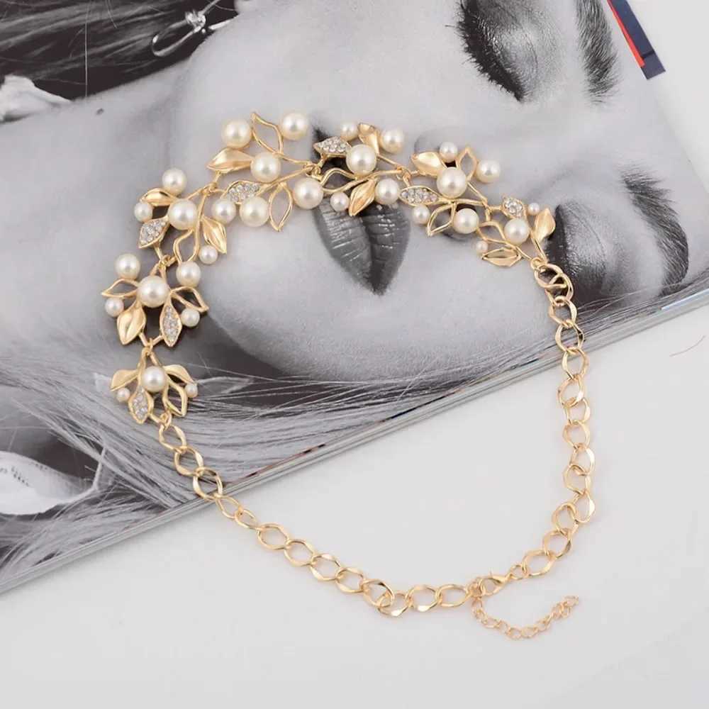 2025 New Simulated Pearl Necklaces Pendants Leaves Statement Necklace For Women Girl Collares Ethnic Fashion Jewelry Gifts Y250605