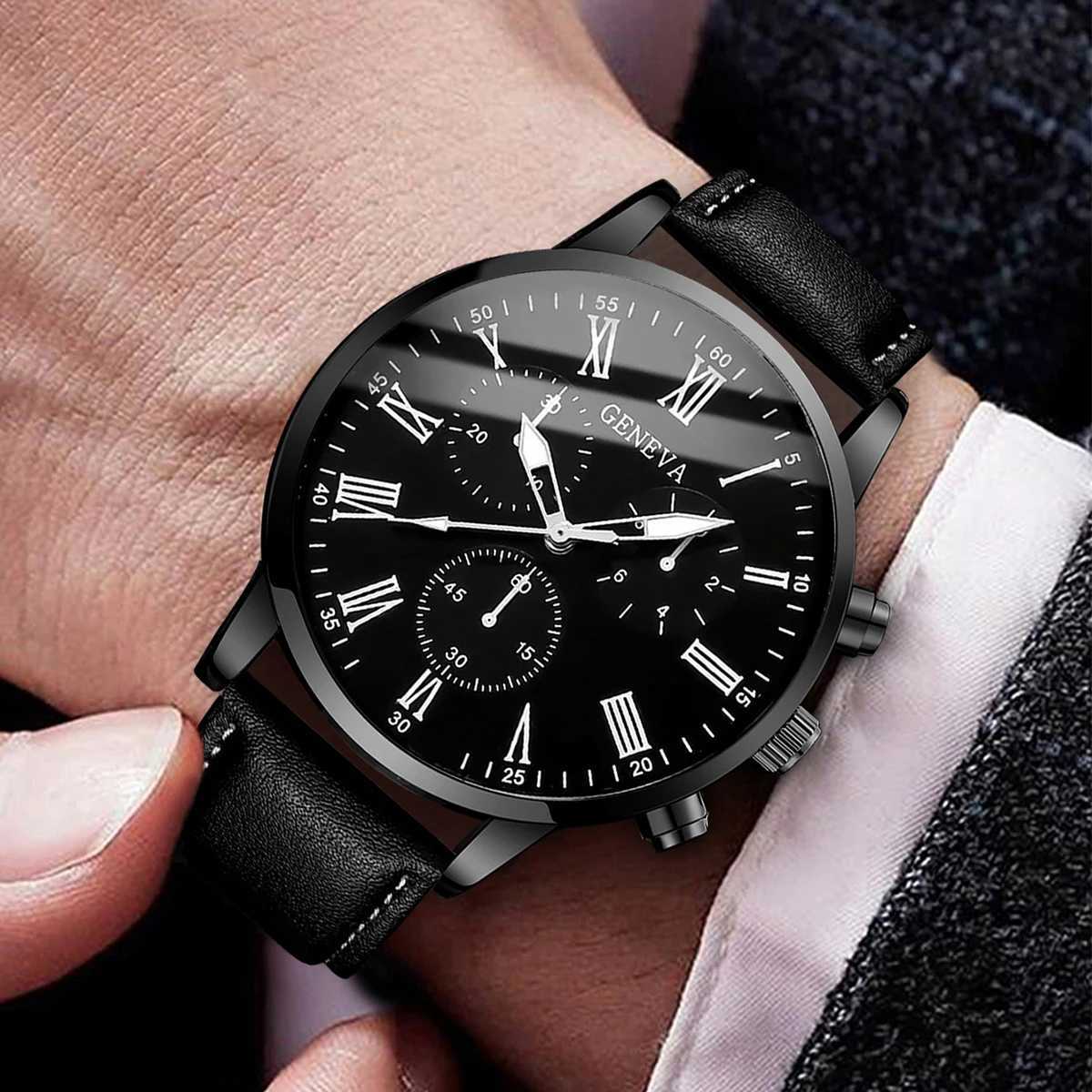 Fashion Men Business Watches Casual Leather Strap Mens Analog Quartz Watch Clock Gift Reloj HombreWithout Box Y250605