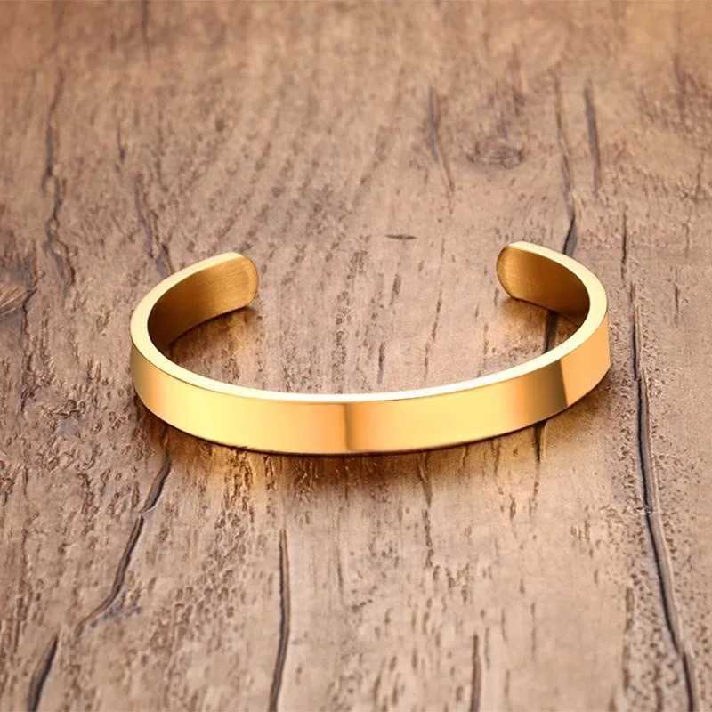 Solid Golden Flat 6mm 8mm Cuff Bangles for Men Bracelet Bangles Bracelet Wristband Bracelet W250606