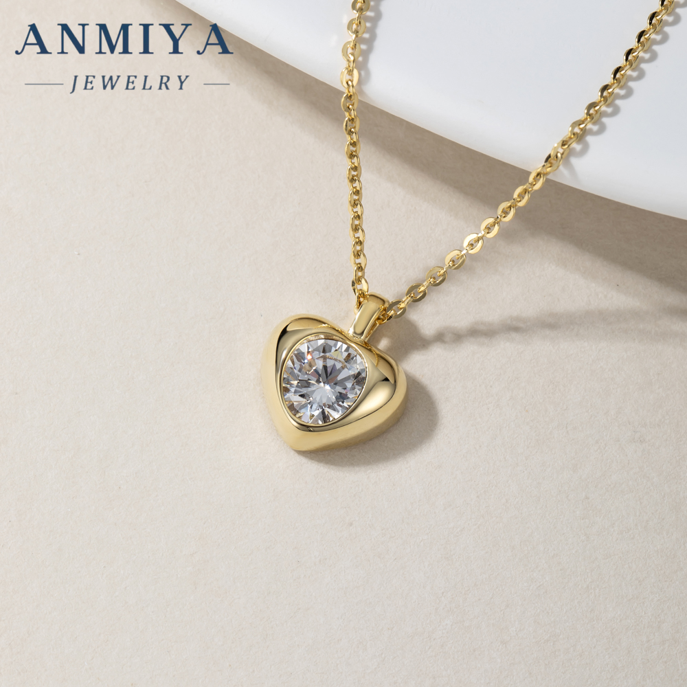 Wholesale Jewelry Heart Shape Zircon Necklace 925 Silver Jewelry Set for Women 18K Gold Plated Necklace Earring