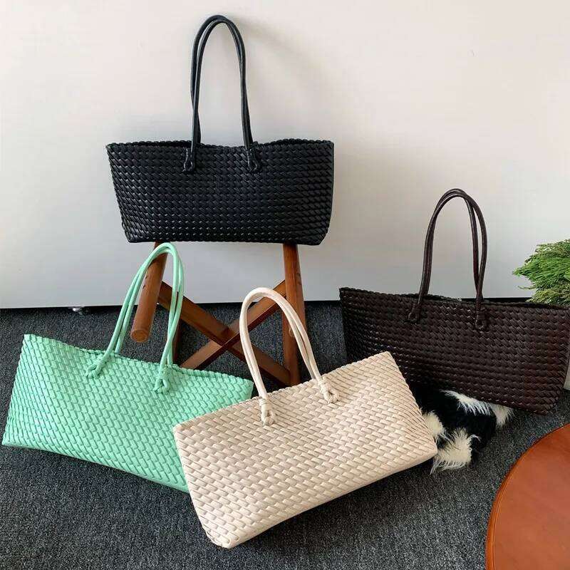 NEW Fashion Handbags Women's Leather Weaving Casual Bag Vintage Basket Tote Purse Shopping Bag