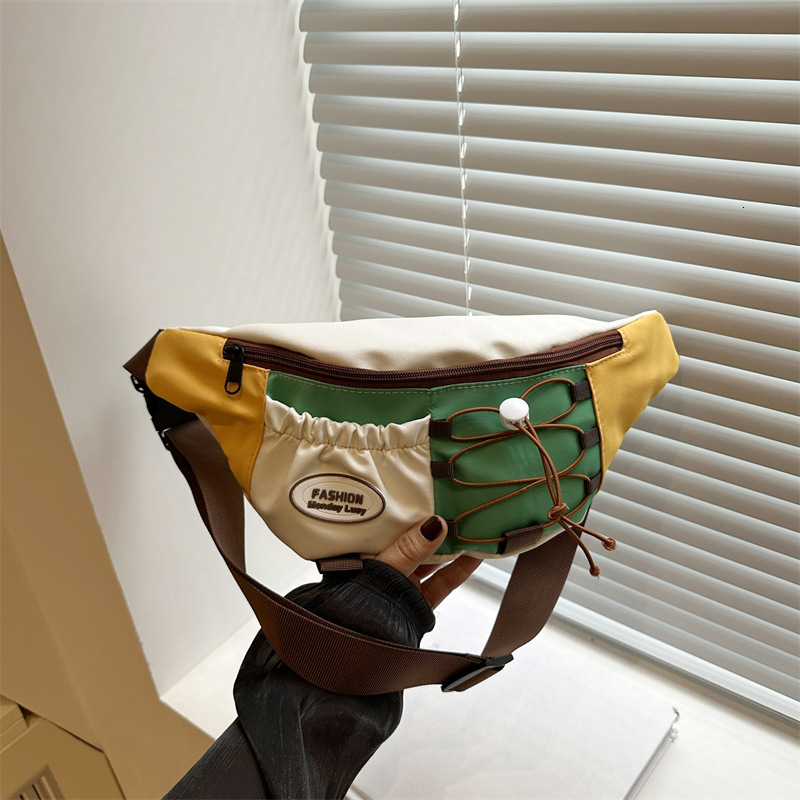 designer Korean Style Niche Design Crossbody Bag Japanese Style 2025 Retro Color-Block Casual Chest Bag for Women and Men Sports Fashion Waist Bag