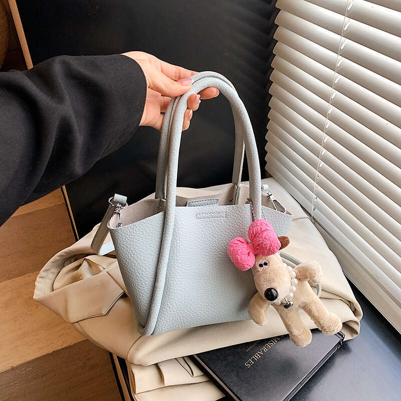 Korean Lychee Pattern Handheld Basket 2025 New Trendy Fashion Bucket Versatile Crossbody Bag for Women